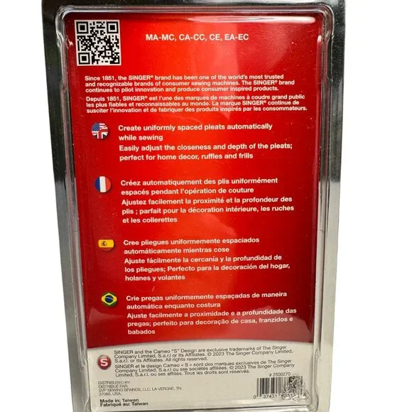 Singer Ruffler Foot Sewing Machine Attachment For Pleats & Gathers #2500270 New - Picture 2 of 6